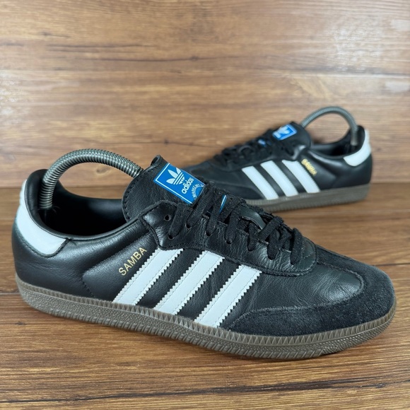 Adidas Samba Black Leather Low Top Sneakers Men’s Size 6.5 Shoes